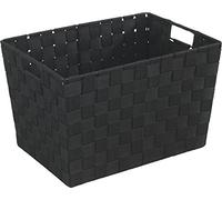 WENKO Panier de Salle de Bains Adria M, Noir - Panier de Bain Capacité: 13.2 l, Polypropylène, 35 x 22 x 25.5 cm, Noir
