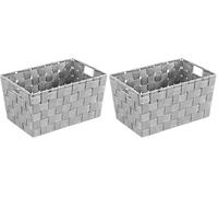 WENKO Panier de salle de bains Adria S gris Capacité: 6.24 l, Polypropylène, 30 x 15 x 20 cm, Gris (Lot de 2)