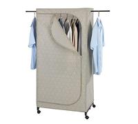 WENKO Armoire tissu Balance, penderie en tissu avec roulettes avec portant vêtement et fermeture éclair, Polypropylène, Taupe