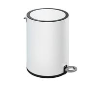 WENKO Poubelle à pédale Monza Easy-Close Blanc Acier INOX Poubelle cosmétique à pédale, Poubelle avec système d'abaissement Automatique Blanc