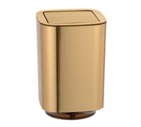 WENKO Petite Poubelle Salle de Bain Aurion, Poubelle à Couvercle basculant, Capacité 5.5L, Plastique, Doré Surface Brillante