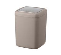 WENKO Petite Poubelle Salle de Bain, Poubelle à Couvercle, 3L, Barcelona, Taupe, Plastique incassable, 15x20x15 cm