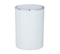 WENKO Petite Poubelle Salle de Bain, Poubelle à Couvercle, 5L, Inca, Blanc, Plastique Haut de Gamme, Ø 18,5 x 25,5 cm