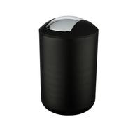 WENKO Petite poubelle salle de bain, poubelle à couvercle basculant Brasil L, 6.5L, noir, Ø 19,5 x 31 cm