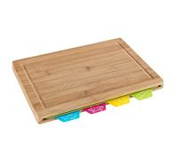 WENKO Planche à découper Bella - Planche de cuisine, planche à découper avec rainure à jus et 4 tapis de coupe amovibles individuellement, Bambou, 32.5 x 2.3 x 22.5 cm, Marron