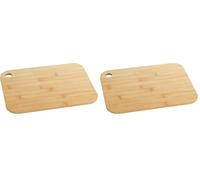 WENKO Planche à découper en bambou M - Planche de cuisine, planche à découper avec trou de préhension, ménage la lame, Bambou, 28 x 0.8 x 20 cm, Marron (Lot de 2)
