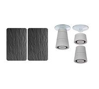 WENKO Plaque de protection en verre universel Ardoise - lot de 2, 30 x 52 cm & Pieds pour plaques de protection - pieds de rechange, Polychlorure de vinyle, 4.4 x 5 x 4.4 cm