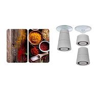 WENKO Plaque de protection en verre universel Epices - lot de 2, 30 x 52 cm & Pieds pour plaques de protection - pieds de rechange, Polychlorure de vinyle, 4.4 x 5 x 4.4 cm