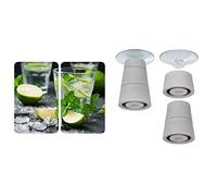 WENKO Plaque de protection en verre universel Mojito - set de 2, 30 x 52 cm & Pieds pour plaques de protection - pieds de rechange, Polychlorure de vinyle, 4.4 x 5 x 4.4 cm, Transparent