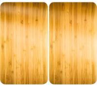 WENKO Plaque de recouvrement pour cuisinière Couverture Planche de découpe en verre Set de 2 pièces aspect bois