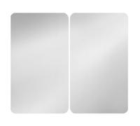 WENKO Plaque de Recouvrement Universelle Mod. Argent, réglable en Hauteur pour Tout Type de cuisinière, Planche à découper et Protection Anti-éclaboussures, Verre, 30 x 52 cm, 2 pièces