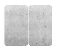 WENKO Plaque de Recouvrement Universelle Mod. Béton, réglable en hauteur pour tout type de cuisinière, planche à découper et protection anti-éclaboussures, verre, 30 x 52 cm, 2 pièces