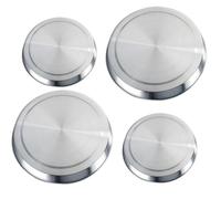 WENKO Plaques de cuisson inox 4 pièces | Couvre-plaques de cuisson en acier inoxydable | Protection cuisinière inox pour un usage polyvalent | DIM (Ø) 16 et 20 cm | Argenté mat