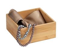 WENKO Plateau en Bambou Terra M - Tablette de Rangement de Salle de Bain Capacité: 1.15 l, Bambou, 15 x 7 x 15 cm, Naturel