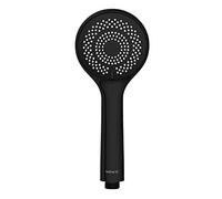 WENKO Pommeau de douche Watersaving, pommeau de douche 3 jets, jusqu'à 40% d'économie d'eau sans compromis sur la pression d'eau, embout universel 1/2", plastique ABS, ø9,6 cm, noir mat