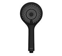 WENKO Pommeau de douche Watersaving, pommeau de douche 3 jets, jusqu'à 40% d'économie d'eau sans compromis sur la pression d'eau, embout universel 1/2", plastique ABS, ø11 cm, noir mat
