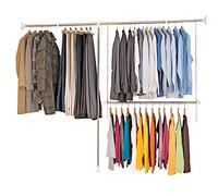 WENKO Portant vêtement téléscopique Dressing sur Mesure HERKULES| 3 tringles barre de soutien | Sans perçage dressing armoire| Réglable Longueur et Hauteur | Acier| 150-245x160-202x11cm |Blanc
