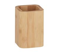 WENKO Porte-brosse à dents Bambusa, gobelet à brosse à dents en bambou, accessoire de salle de bain pour les pinceaux et les produits de maquillage, Ø 7,1x10,7 cm, nature