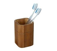WENKO Porte-Brosse à Dents Serro, gobelet en Bambou, Rangement pour Soins dentaires ou cosmétiques