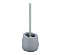 WENKO Porte Brosse WC Badi, Brosse WC silicone noire, céramique, Ø 13,5x38 cm, gris mat