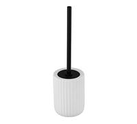 WENKO Porte brosse WC Belluno, porte brosse WC en céramique avec tête de brosse WC noire remplaçable de Ø7,5 cm, Céramique avec surface agrippante Soft-Touch, Ø 11,5x42 cm, blanc