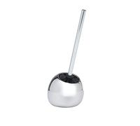 WENKO Porte Brosse WC Céramique Polaris Chromé, Brosse WC Noir, Brosse WC remplaçable, 19x34,6x14,6 cm