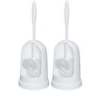 WENKO Porte-Brosse WC Standard - Porte-Brosse WC, Ouvert, Plastique, 14 x 40 x 14 cm, Blanc (Lot de 2)