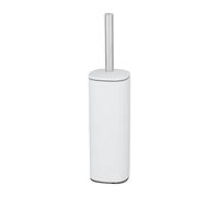 WENKO Porte brossee WC Mod. Alassio | Brosse WC design en métal blanc fermée pour salle de bain élégante | Accessoire pratique | DIM (l x h x p) 9,3 x 39,2 x 9,3 cm | Acier mat blanc