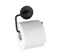 WENKO Porte Papier Toilette Mural Noir Milazzo, dérouleur Papier Toilette Mural Fixation sans perçage Vacuum Loc Plus, repositionnable sans Laisser de Trace, Acier Verni, 13,5x10,5x3,7 cm, Noir