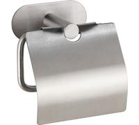 WENKO Porte-papier WC en acier inoxydable Couvercle OREA Salle de bain Rouleaux muraux sans percer