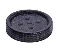 WENKO Porte Savon céramique Polaris, Porte Savon Rond, Jet Anthracite, ø11 x 2.5 cm