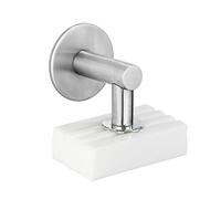 WENKO Porte-Savon magnétique Turbo-Loc Mat, Porte-Savon Haut de Gamme pour Le Mur, Fixation sans percer de Trous par Tampon adhésif, adhérence fiable, écologique & économe, Acier INOX, 4,5 x 4 x 7 cm