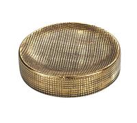 WENKO Porte-savon Rivara, coupe à savon pour le rangement du savon à main, en céramique haut de gamme, dessins réalisés à la main, Ø 10 x 2,5 cm, or