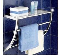 WENKO Porte serviette Salle de bain mural avec étagère, exclusive Pescara, Chrome, 56x21.5x46 cm, Brillant