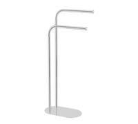 WENKO Porte-Serviettes à 2 Bras, en Acier Inoxydable, Brillant | porte-serviettes sur pied avec 2 barres décalées et socle, design moderne, Mod Levante