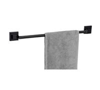 WENKO Porte-Serviettes sans perçage Vacuum-Loc Quadro | Barre Porte-Serviettes INOX pour Salle de Bain | Design Noir élégant | DIM (l x h x p) 60,5 x 6 x 5 cm | Métal Inoxydable Couleur Noir