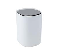 WENKO Poubelle à couvercle basculant Mod Frini 1,5 L, plastique et couvercle inox, petite poubelle pour cosmétiques et déchets, salle de bain, WC invités, coiffeuse, table, cuisine, pratique, blanche