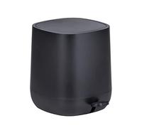 WENKO Poubelle à pédale Design Davos, Fermeture avec Frein de Chute Easy Close, Petite Poubelle Salle de Bain capacité 6,5L, Plastique Exempt de BPA, 23,5x26 x 27,5 cm, Noir Mat