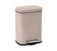 WENKO Poubelle à pédale design Leno avec frein de chute ""easy close"", petite poubelle salle de bain capacité 5L, Acier Inox, taupe
