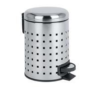 WENKO Poubelle à pédale Leman, 3L, Petite Poubelle Salle de Bain, Acier INOX, Design Ajourée, 3L, 17 x 25 x 22.5 cm