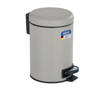 WENKO Poubelle à pédale Leman, 3L, Petite Poubelle Salle de Bain, Acier Taupe Mat, 3L, 17 x 25 x 22.5 cm