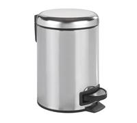 WENKO Poubelle à pédale Leman avec frein de chute, Petite Poubelle 3L, Acier Inox, 17x25x22.5 cm, Brillant