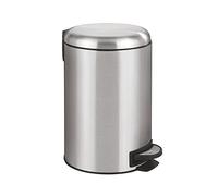 WENKO Poubelle à pédale Leman, Fermeture système Easy Close, Poubelle 12L, Acier INOX, 25x38x32cm