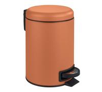 WENKO Poubelle à pédale Leman, Petite Poubelle Salle de Bain idéale pour les WC, le bureau, petite poubelle design d'une capacité de 3L, Acier, 17x25x22.5 cm, Terracotta