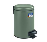 WENKO Poubelle à pédale Leman, Petite Poubelle Salle de Bain idéale pour Les WC, Le Bureau, Petite Poubelle Design d'une capacité de 3L, Acier, 17x25x22.5 cm, Vert foncé