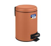 WENKO Poubelle à pédale Leman, Petite Poubelle Salle de Bain idéale pour les WC, le bureau, petite poubelle design d'une capacité de 3L, Acier, 17x25x22.5 cm, Terracotta