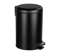 WENKO Poubelle à pédale Leman, Poubelle de 12 l à pédale Noire, Poubelle Design, Poubelle de Cuisine, Fermeture Automatique système Easy Close, Acier INOX, 25x38x32cm, Noir Mat