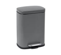 WENKO Poubelle à pédale Leno Easy-Close gris - Poubelle à pédale avec système d'abaissement automatique Capacité: 5 l, Acier, 21.5 x 29.5 x 19 cm, Gris