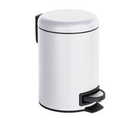 WENKO Poubelle à pédale Modèle Leman | Poubelle cosmétique Blanche pour Salle de Bain | Set de 2 poubelles en métal 3 litres | Dimensions (l x h x p) 17 x 25 x 22,5 cm | Blanc