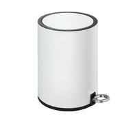 WENKO Poubelle à pédale Monza Easy-Close Blanc Acier INOX Poubelle cosmétique à pédale, Poubelle avec système d'abaissement Automatique Blanc